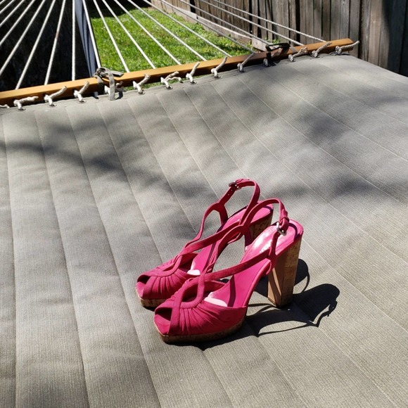 PRADA PINK SUEDE PLATFORM HEELS SIZE 37.5 - Picture 14 of 16